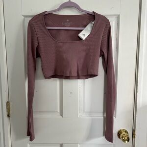 adidas Women's Studio Lounge Ribbed Cropped Long-Sleeve